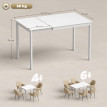 Table Genoveva Extensible 80-120 cm 6 Pers Blanc Design Minimaliste Robuste