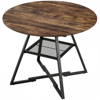 Table Rouvrecourt ronde 4 pers effet bois industriel noir brun 100cm