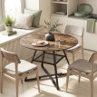 Table Rouvrecourt ronde 4 pers effet bois industriel noir brun 100cm