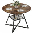 Table Rouvrecourt ronde 4 pers effet bois industriel noir brun 100cm