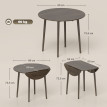 Table Saturnino Pliable 2 Abattants Design Contemporain Gris Ø89cm Bois Robuste