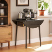 Table Saturnino Pliable 2 Abattants Design Contemporain Gris Ø89cm Bois Robuste