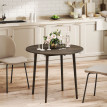 Table Saturnino Pliable 2 Abattants Design Contemporain Gris Ø89cm Bois Robuste
