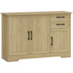 Buffet Eustaquio Rangement Moderne Style Scandinave Effet Bois Naturel Poignées Noires