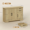Buffet Eustaquio Rangement Moderne Style Scandinave Effet Bois Naturel Poignées Noires