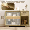 Buffet Eustaquio Rangement Moderne Style Scandinave Effet Bois Naturel Poignées Noires