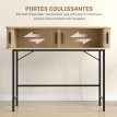Console Ploureval Design Industriel Portes Coulissantes Chêne & Noir 100 cm