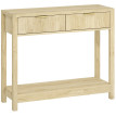 Console Sibold Design Élégant 2 Tiroirs Rangement Couloir Bois Naturel
