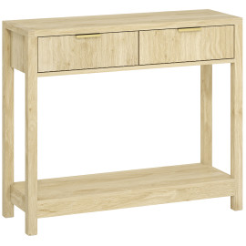 Console Sibold Design Élégant 2 Tiroirs Rangement Couloir Bois Naturel