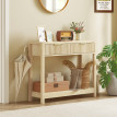 Console Sibold Design Élégant 2 Tiroirs Rangement Couloir Bois Naturel