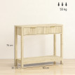 Console Sibold Design Élégant 2 Tiroirs Rangement Couloir Bois Naturel