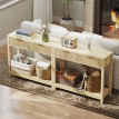 Console Sibold Design Élégant 2 Tiroirs Rangement Couloir Bois Naturel