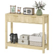 Console Sibold Design Élégant 2 Tiroirs Rangement Couloir Bois Naturel