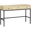 Console Norbert Design Industriel 3 Tiroirs Acier Noir Plateau Bois Clair 120 cm