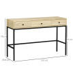 Console Norbert Design Industriel 3 Tiroirs Acier Noir Plateau Bois Clair 120 cm