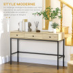 Console Norbert Design Industriel 3 Tiroirs Acier Noir Plateau Bois Clair 120 cm