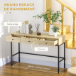 Console Norbert Design Industriel 3 Tiroirs Acier Noir Plateau Bois Clair 120 cm