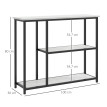 Console Theobald Design Élégant Effet Marbre Blanc Structure Acier Robuste 100 cm
