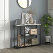 Console Theobald Design Élégant Effet Marbre Blanc Structure Acier Robuste 100 cm