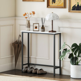 Console Bercedo Effet Marbre Design Élégant Blanc 75 cm Couloir Salon