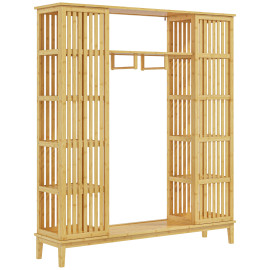 Armoire Penderie Fiordiligi Bambou Design Élégant 2 Portes Coulissantes Naturel