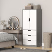 Armoire Bergenhof 2 Portes Penderie 3 Tiroirs Blanc Gris Rangement Chambre Moderne