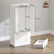 Armoire Penderie Hildegonde Design Miroir 2 Portes Tiroirs Blanc Doré Élégante Sécurisée