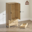 Armoire Fromont Penderie 2 Portes Cannelées Tiroirs Effet Bois Clair Naturel Silencieuse