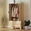 Armoire Fromont Penderie 2 Portes Cannelées Tiroirs Effet Bois Clair Naturel Silencieuse
