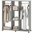 Armoire Penderie Venancio Rangement Mobile Style Bois Gris 120x40x128 cm