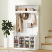 Meuble Entrée Igorre Banc Chaussures Vestiaire Rangement 12 Casiers Blanc