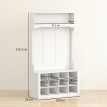 Meuble Entrée Igorre Banc Chaussures Vestiaire Rangement 12 Casiers Blanc