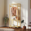 Portant Lorbach Mobile Bambou 2 Étagères Rangement Vêtements Naturel