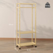 Portant Lorbach Mobile Bambou 2 Étagères Rangement Vêtements Naturel