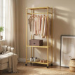Portant Lorbach Mobile Bambou 2 Étagères Rangement Vêtements Naturel