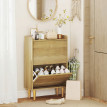Meuble à Chaussures Pfarrbach Rangement Élégant Entrée Étroit Chêne Doré 60x24x92 cm