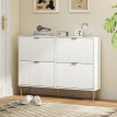 Meuble Chaussures Winifred Art Déco 4 Portes Blanc Doré Rangement Élégant Entrée