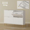 Meuble Chaussures Winifred Art Déco 4 Portes Blanc Doré Rangement Élégant Entrée