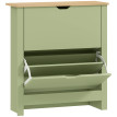 Armoire Ashbourne Rangement Chaussures 12 Paires Design Bois Vert Amande 72x26x80cm