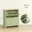 Armoire Ashbourne Rangement Chaussures 12 Paires Design Bois Vert Amande 72x26x80cm