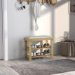 Banc Cholere Yolande Organisateur Chaussures 3 Niveaux Bambou Blanc Cassé Bois Naturel