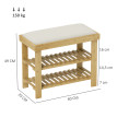 Banc Cholere Yolande Organisateur Chaussures 3 Niveaux Bambou Blanc Cassé Bois Naturel