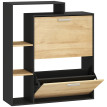 Meuble à Chaussures Jacinto Rangement Entrée Élégant Noir Effet Bois 80x26x90cm