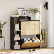 Meuble à Chaussures Jacinto Rangement Entrée Élégant Noir Effet Bois 80x26x90cm