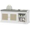 Banc Lorenzo Style Bohème Chic Rangement Chaussures 3 Portes Blanc