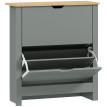 Armoire à Chaussures Felisa Design Contemporain Rangement Entrée Gris Clair & Bois Naturel