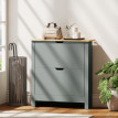 Armoire à Chaussures Felisa Design Contemporain Rangement Entrée Gris Clair & Bois Naturel