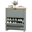 Armoire à Chaussures Felisa Design Contemporain Rangement Entrée Gris Clair & Bois Naturel