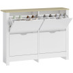 Armoire Borgomanero 4 Portes Chaussures Rangement Contemporain Chêne Blanc