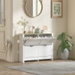 Armoire Borgomanero 4 Portes Chaussures Rangement Contemporain Chêne Blanc